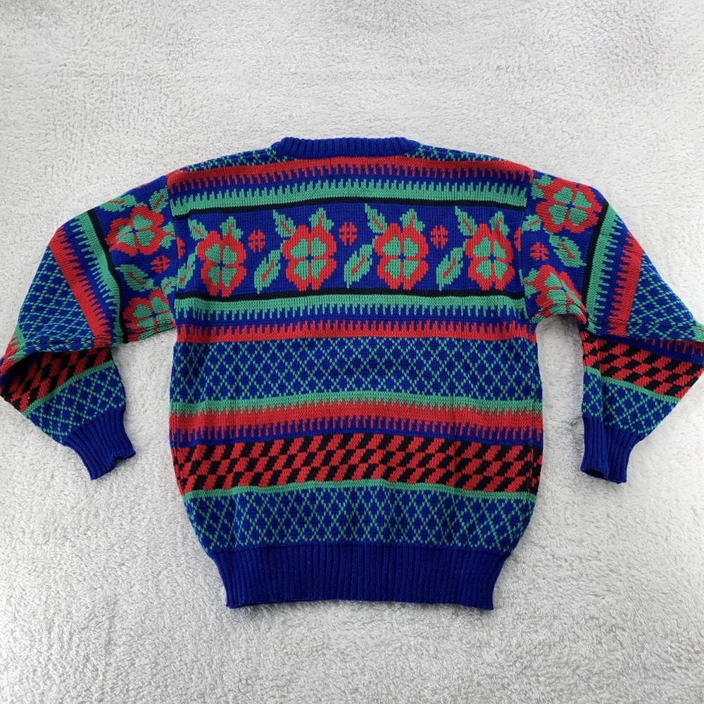 Vintage Heidi Sweater XS Knit Pullover‎ Floral Acrylic 80s Flower - Picture 3 of 8